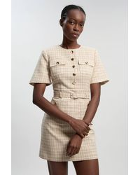 Karen Millen - Tailored Check Belted Mini Dress - Lyst