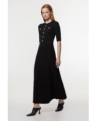 Karen Millen - Petite Forever Rib Knit Military Trim Maxi Dress - Lyst