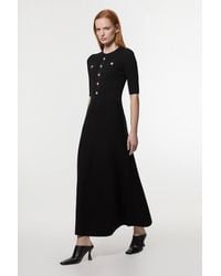 Karen Millen - Petite Forever Rib Knit Military Trim Maxi Dress - Lyst