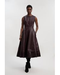 Karen Millen - Faux Leather Croc Full Midi Dress - Lyst