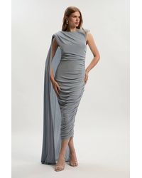 Karen Millen - Premium Slinky Crepe Scarf Detail Maxi Dress - Lyst
