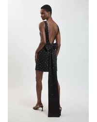 Karen Millen - Embellished Bow Mini Dress With Embellished Detailing - Lyst