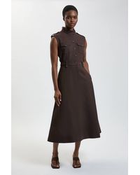 Karen Millen - Herringbone Texture Utility Dress - Lyst