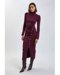 Karen Millen - Asymmetric Fastening Viscose Knitted Dress - Lyst
