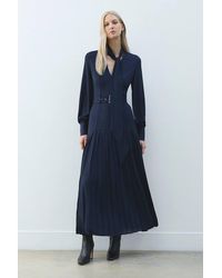 Karen Millen - Forever Jersey Ponte Georgette Mix Midi Dress - Lyst