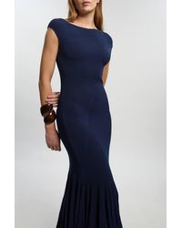 Karen Millen - Sheer Detail Pleated Knit Midi Dress - Lyst