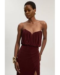Karen Millen - Drapey Crepe Bandeau Split Maxi Dress - Lyst