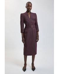 Karen Millen - Pinstripe Forever Pencil Midi Dress - Lyst