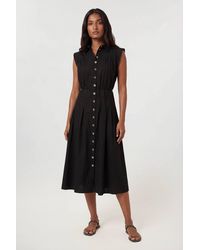 Karen Millen - Cotton Poplin Button Up Midi Dress - Lyst