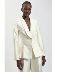 Karen Millen - Satin Twill Single Breasted Blazer - Lyst
