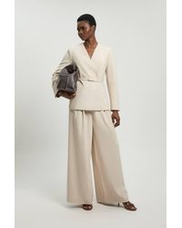 Karen Millen - Compact Stretch Wide Leg Trouser - Lyst
