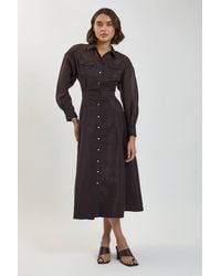 Karen Millen - Trim Detail Organdie Midi Shirt Dress - Lyst