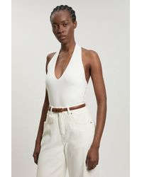 Karen Millen - Stretch Cotton Jersey Halter Bodysuit - Lyst