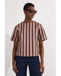 Karen Millen - Leather Stripe Mix Top - Lyst
