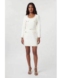 Karen Millen - Petite Tweed Embellished Trim Tailored Belted Mini Dress - Lyst