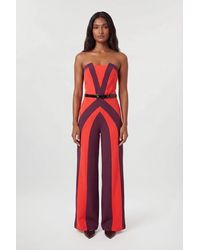 Karen Millen - Compact Stretch Colour Block Tailored Bandeau Jumpsuit - Lyst