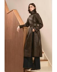 Karen Millen - Leather Belted Trench Coat - Lyst