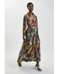 Karen Millen - Petite Petal Print Organza Maxi Shirt Dress - Lyst