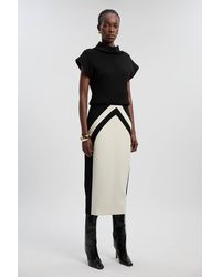 Karen Millen - Compact Stretch Colour Block Tailored Pencil Midi Skirt - Lyst