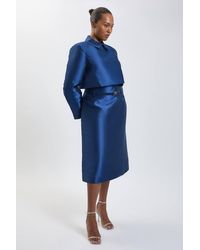 Karen Millen - Plus Size Forever Satin Twill Belted Tailored Midi Skirt - Lyst