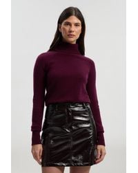Karen Millen - High Shine Faux Leather Mini Skirt - Lyst