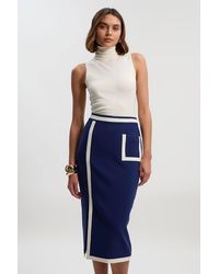 Karen Millen - Petite Compact Stretch Tipped Tailored Pencil Skirt - Lyst