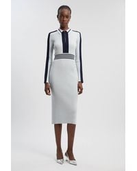 Karen Millen - Rib Knit Polo Zip Up Midi Dress - Lyst