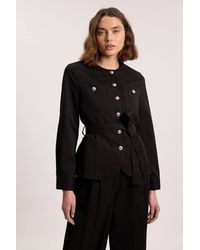 Karen Millen - Cotton Utility Button Detail Tie Waist Shirt - Lyst