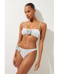 Karen Millen - Premium Embellished Rosette Bikini Bottoms - Lyst