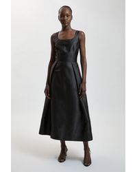 Karen Millen - Structured Satin Full Skirted Midi Dress - Lyst