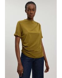 Karen Millen - Cotton Jersey Gathered Detail T-Shirt - Lyst