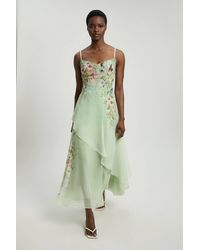 Karen Millen - Chiffon Floral Print Strappy Woven Maxi Dress - Lyst