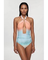 Karen Millen - Sunset Placement Print Swimsuit - Lyst
