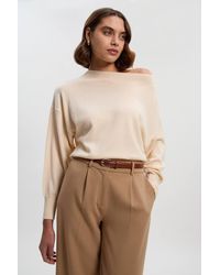 Karen Millen - Cashmere Blend Off The Shoulder Knit Top - Lyst