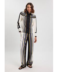 Karen Millen - Contrast Stripe Twill Woven Wide Leg Trouser - Lyst
