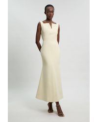 Karen Millen - Compact Stretch High Neck Clean Pencil Midi Dress - Lyst