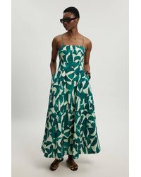 Karen Millen - Linen Geo Print Woven Maxi Prom Dress - Lyst