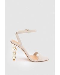 Karen Millen - Leather Heel Detail Strappy Sandal - Lyst