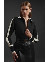 Karen Millen - Forever Colour Block Twill Woven Shirt - Lyst