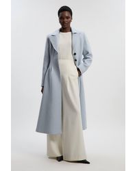 Karen Millen - Wool Corset Detail Full Skirted Tailored Maxi Coat - Lyst