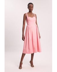Karen Millen - Scattered Floral Cotton Poplin Boned Detail Woven Maxi Prom Dress - Lyst