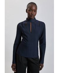 Karen Millen - Bandage Figure Form Cut Out Knitted Long Sleeved Top - Lyst