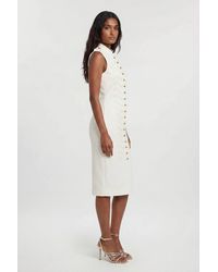 Karen Millen - Compact Stretch Button Detail Straight Pencil Dress - Lyst