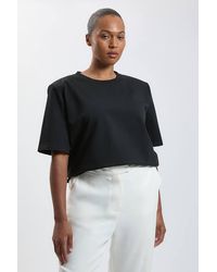 Karen Millen - Plus Size Power Shoulder Jersey T-Shirt - Lyst