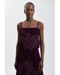 Karen Millen - Velvet Cutwork Co-Ord Cami Top - Lyst