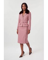Karen Millen - Petite Texture Tweed Button Midi Pencil Skirt - Lyst
