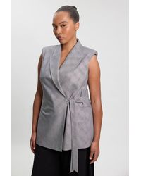 Karen Millen - Plus Size Soft Tailored Check Wrap Detail Sleeveless Blazer - Lyst
