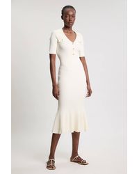 Karen Millen - Military Trim Rib Knit Collared Maxi Dress - Lyst
