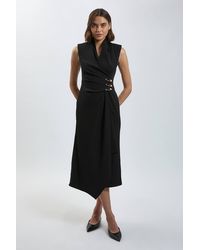 Karen Millen - Petite Trim Tailored Midi Pencil Dress - Lyst