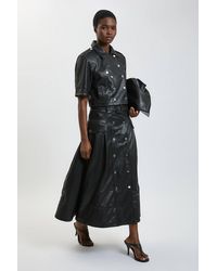 Karen Millen - Faux Leather Pleated Full Skirt - Lyst